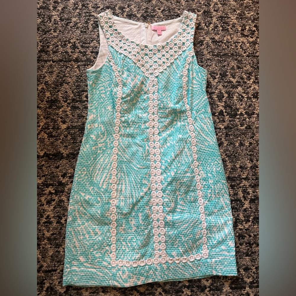 Lilly Pulitzer White and Light Blue Dress